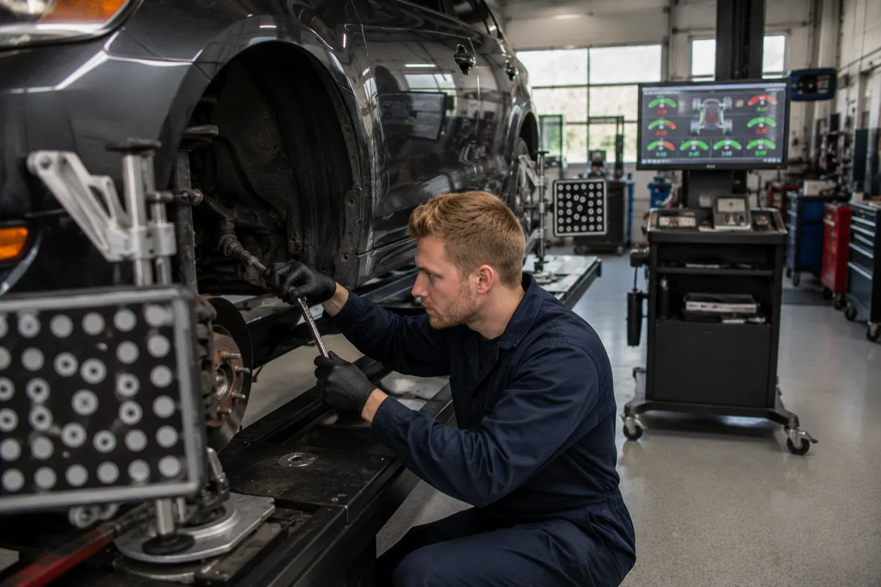 Wheel alignment service at Big O Tires North Burnaby